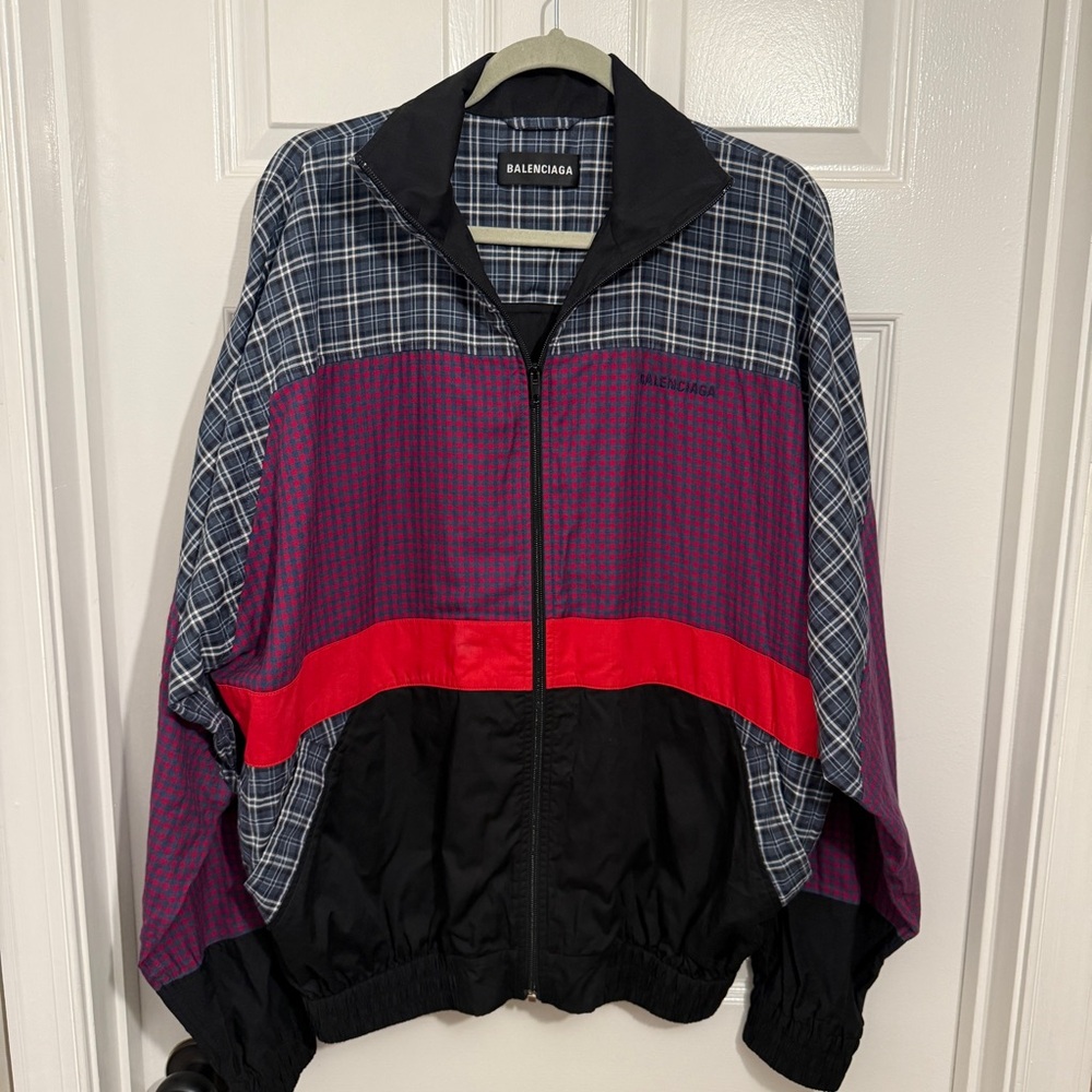 Balenciaga Men's Plaid and Striped Windbreaker